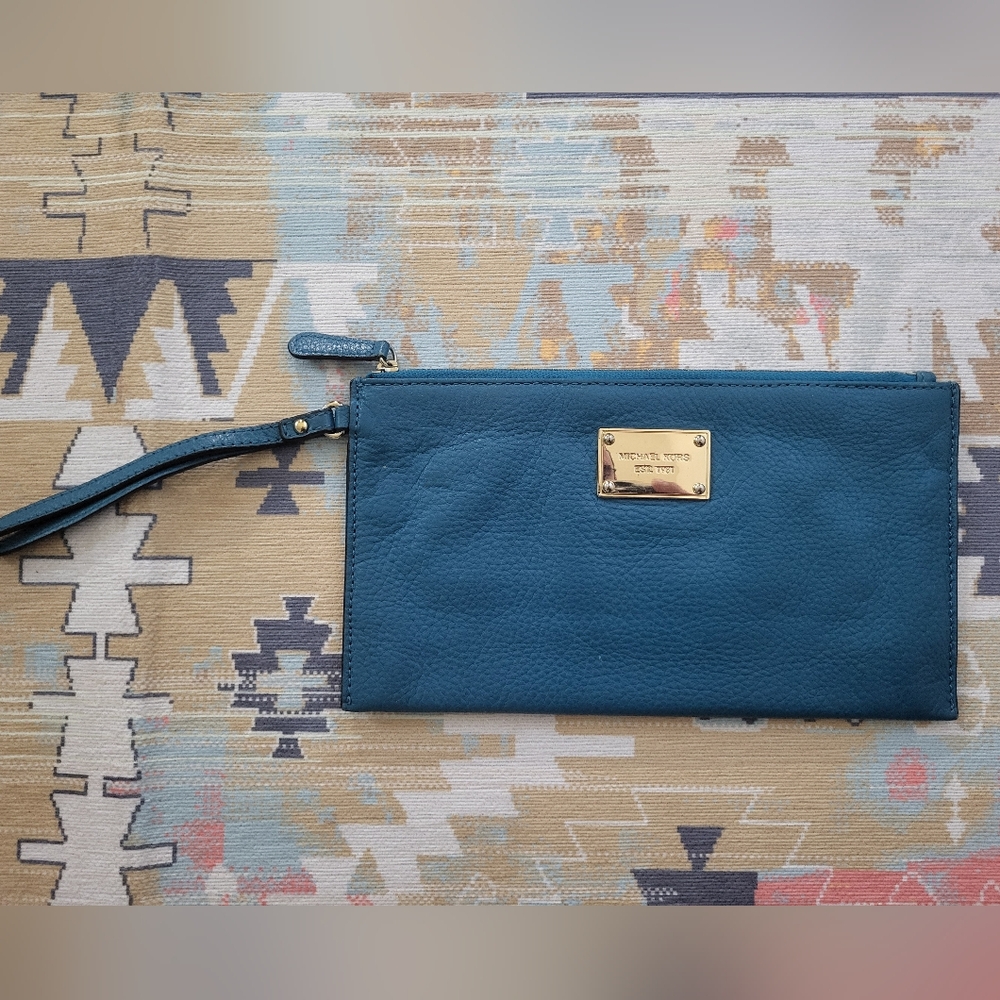 KORS Michael Kors Blue Wristlet Clutch